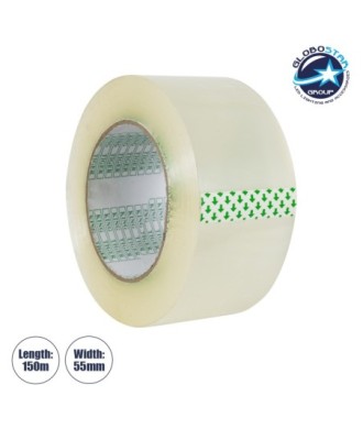 GLOBOSTAR® PACKAGING 79953 Αυτοκόλλητη Ταινία Συσκευασίας Υψηλής Ποιότητας Φάρδους 5.5cm & Μήκους 150 Μέτρων - Διάφανο - Μ15000 x Π5.5 x Υ0.01cm